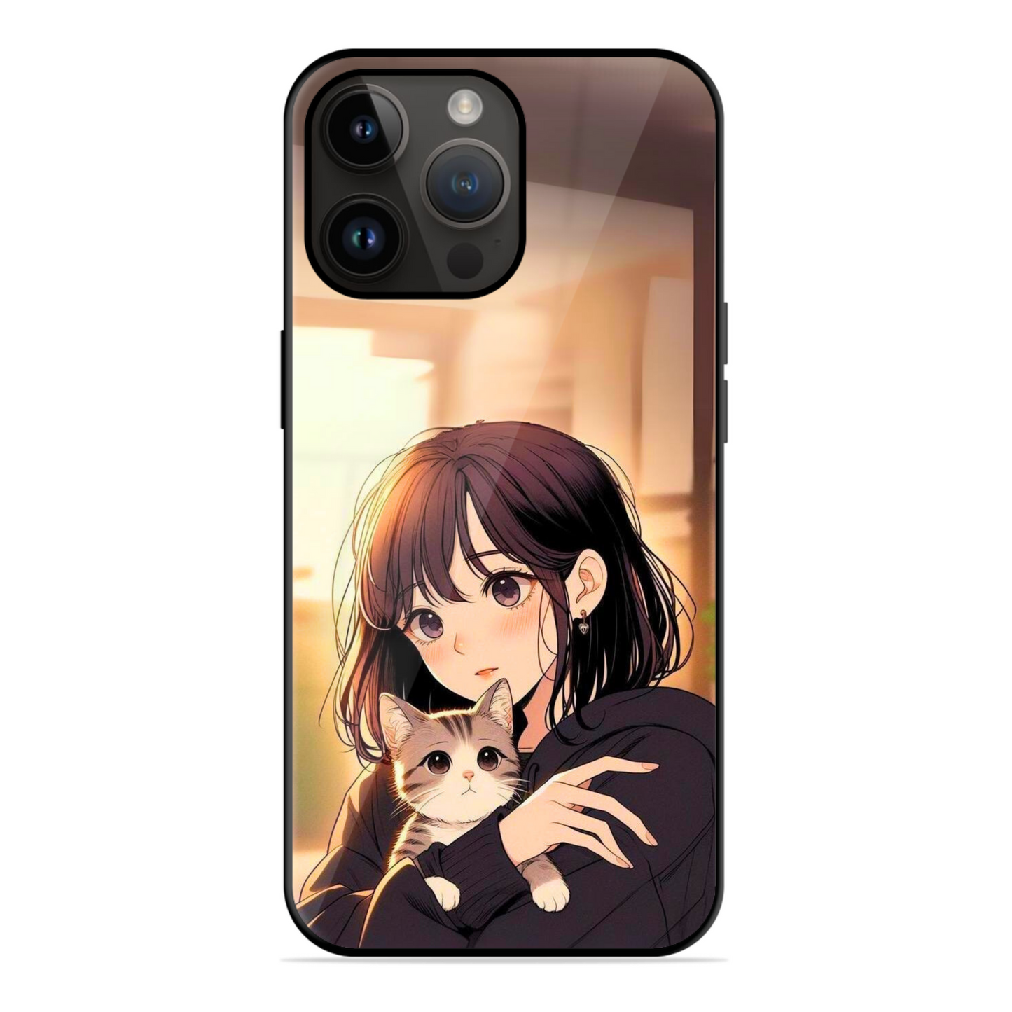 Anime Girl Loves Cat Glossy Case